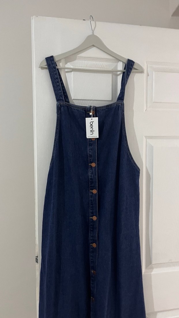 Kadın Lacivert Uzun Denim Tulum benin marka - Görsel 3