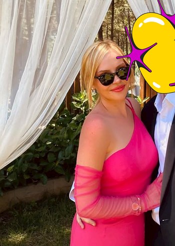 Trendyol & Milla Pembe Tüylü Midi Tek Omuzlu Elbise