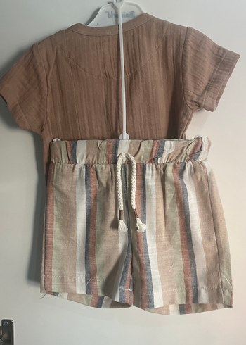 Erkek Bebek Bohem Keten Kısa Kollu Takım - Görsel 3