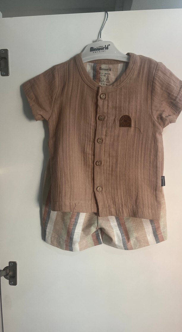 Erkek Bebek Bohem Keten Kısa Kollu Takım - Görsel 2