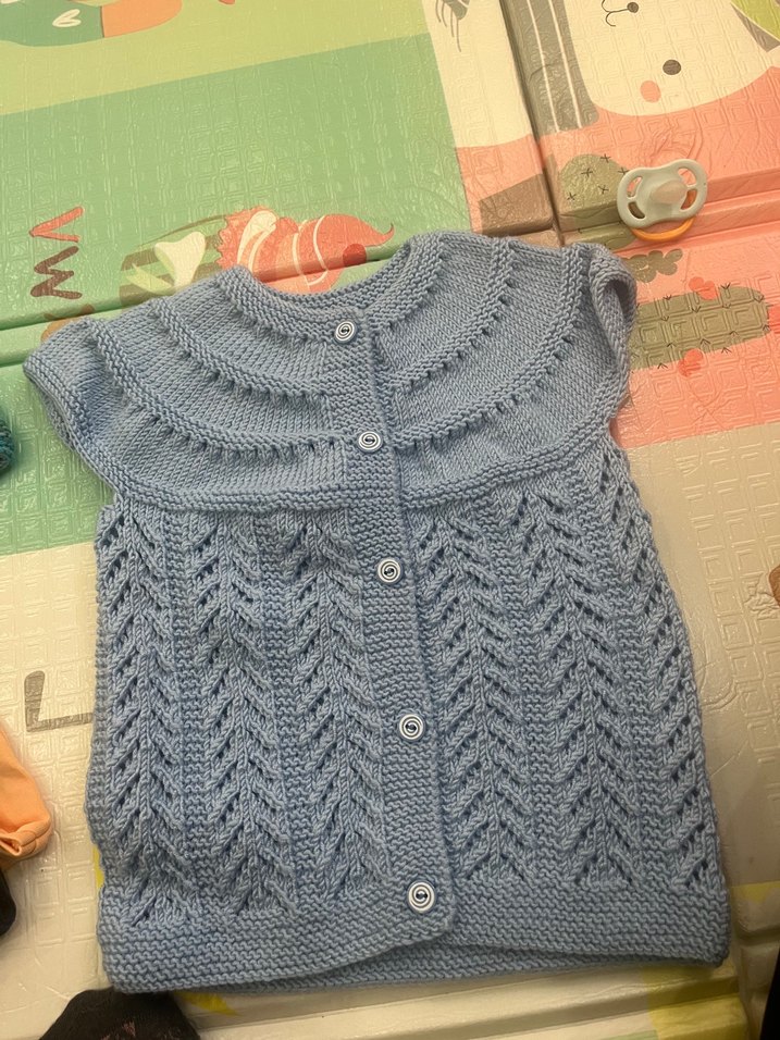 Mavi Örgü Kolsuz Bohem Yelek - Görsel 2