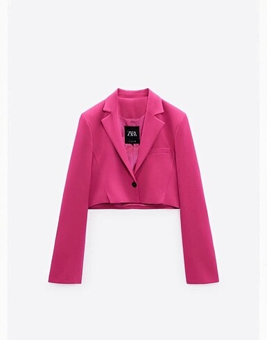 Zara Pembe Crop Blazer