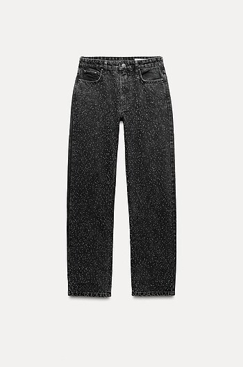 Zara Zara Taşlı Jean Siyah