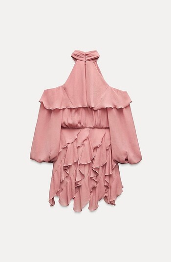 Zara Zara Fırfırlı Mini Elbise