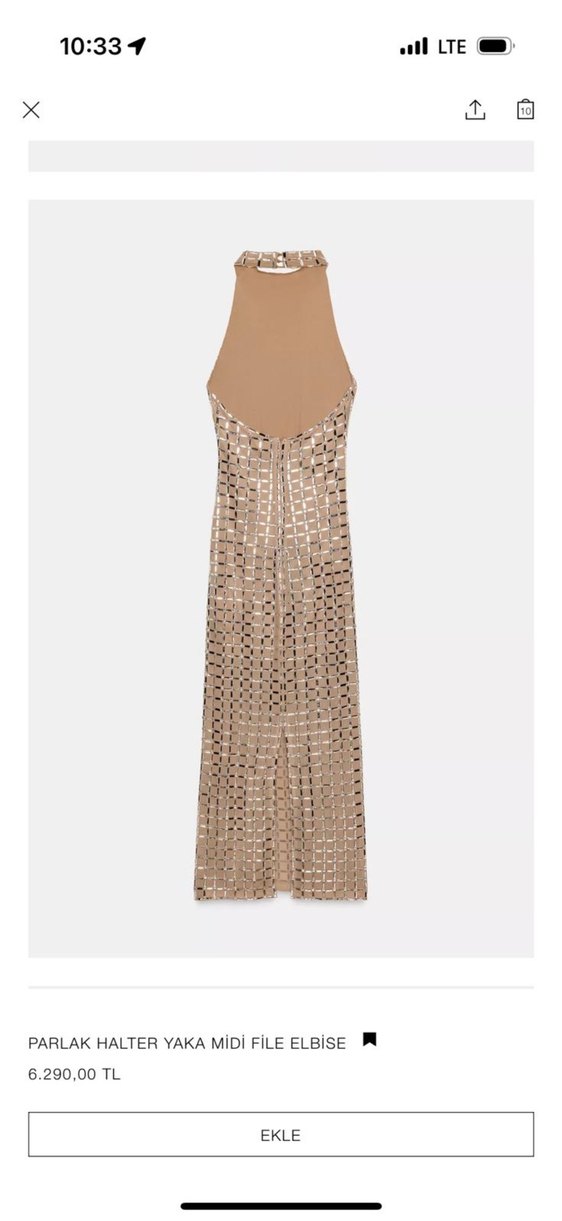 Parlak Halter Yaka Midi File Elbise - Görsel 2