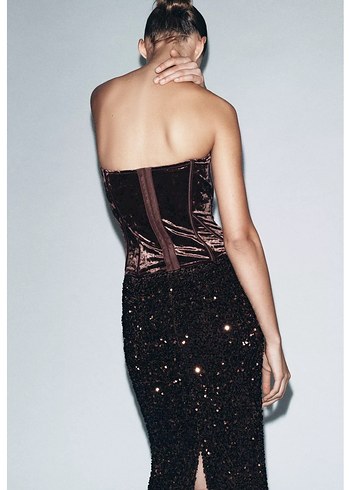 Zara kadife bordo korse - Görsel 3