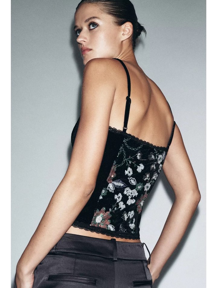 İşlemeli Kadife Korse - Görsel 2