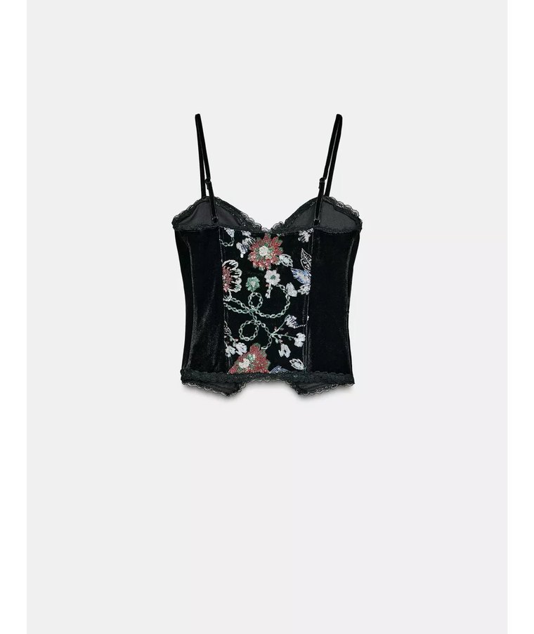 İşlemeli Kadife Korse - Görsel 5