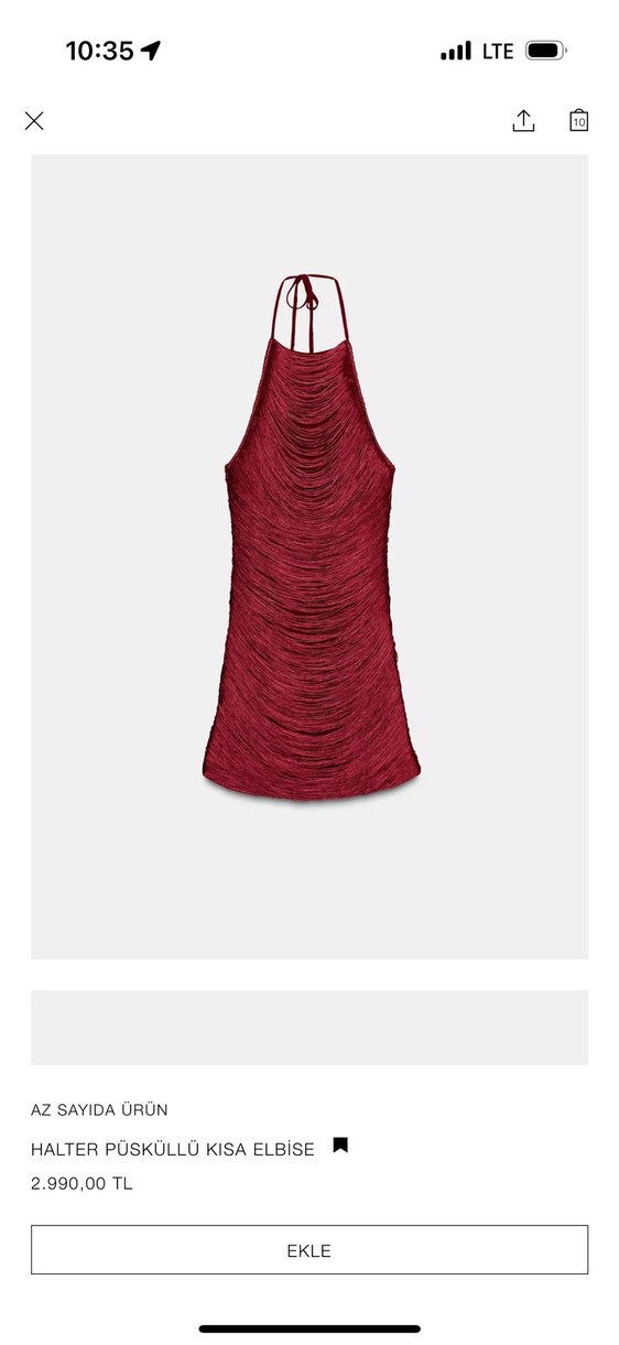 Zara Püsküllü Kırmızı Elbise - Görsel 4