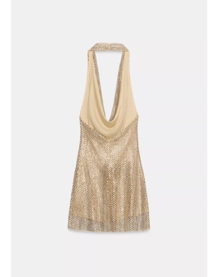 Zara Parlak Halter Elbise - Görsel 3