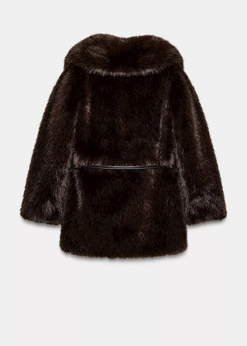 Zara Kahverengi Kuşaklı Kürk - Görsel 7