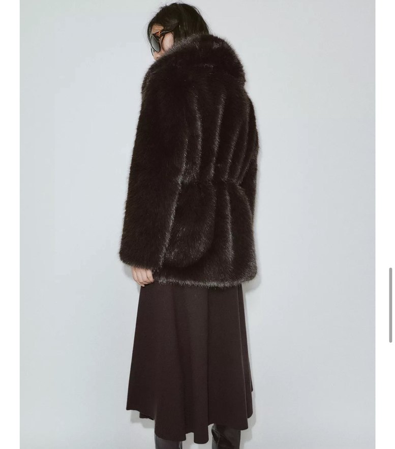 Zara Kahverengi Kuşaklı Kürk - Görsel 5