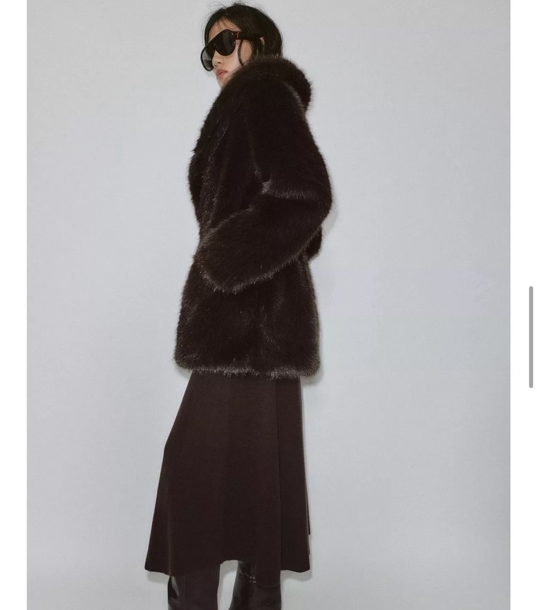 Zara Kahverengi Kuşaklı Kürk - Görsel 4