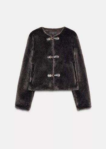 Zara Süslü Düğmeli Suni Kürk Ceket - Görsel 4