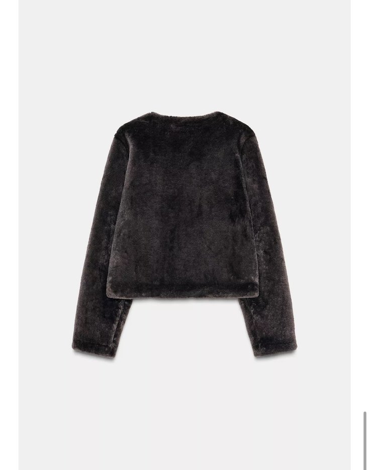 Zara Süslü Düğmeli Suni Kürk Ceket - Görsel 5