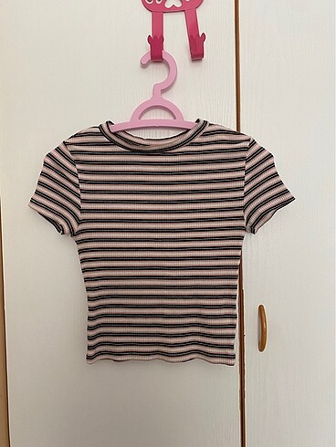 h&m cizgili crop