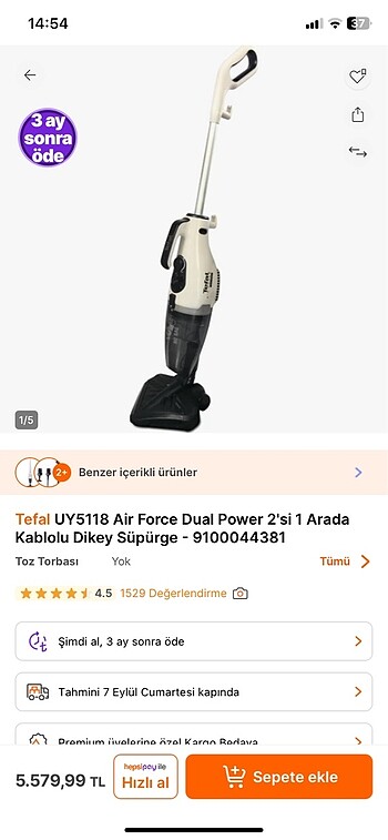 Tefal dikey süpürge