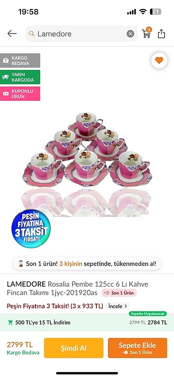 Lamedore fincan takımı (4 lü)