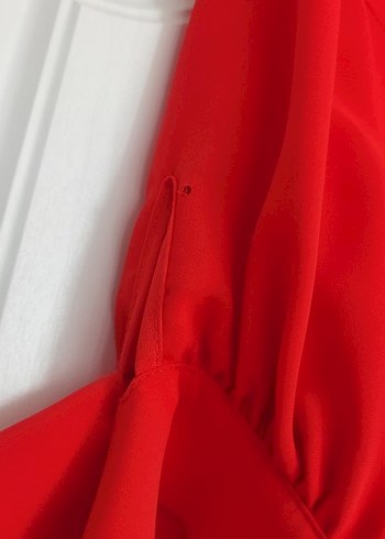 Kırmızı Dantel Detaylı Uzun Kadın Elbise - Görsel 2