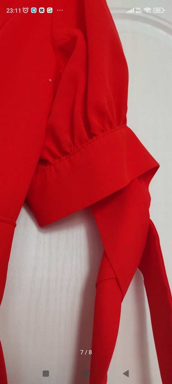 Kırmızı Dantel Detaylı Uzun Kadın Elbise - Görsel 4