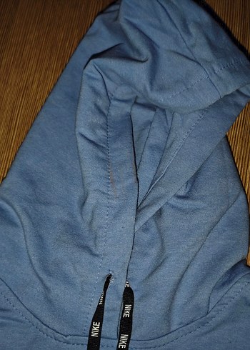 Kadın Mavi Kapüşonlu Kısa Sweatshirt - Görsel 2