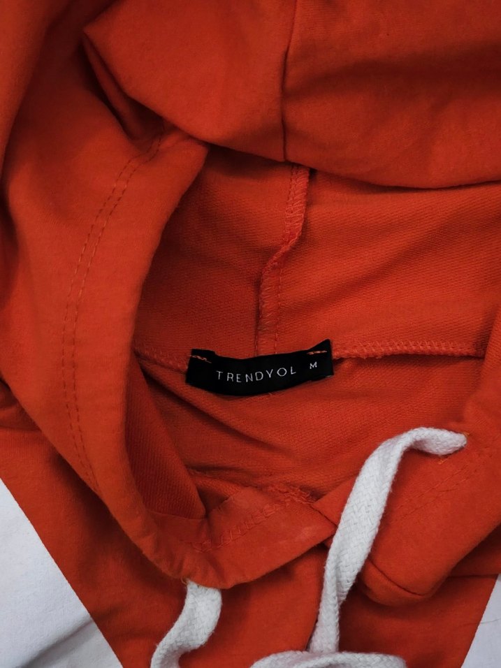 Turuncu Oversize Kapüşonlu Sweatshirt - Görsel 3