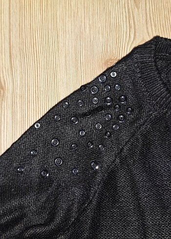 Siyah Uzun Kollu Örgü Kadın Kazak - Görsel 3