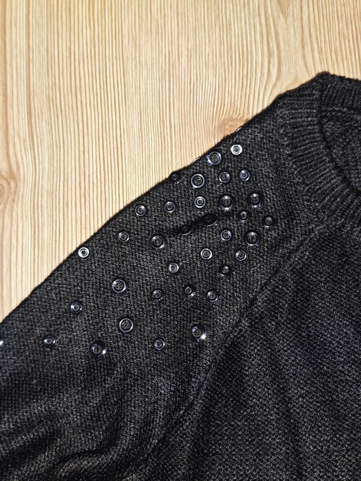 Siyah Uzun Kollu Örgü Kadın Kazak - Görsel 3