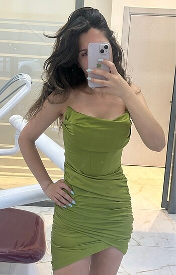 xs Beden Yeşil Mini Elbise