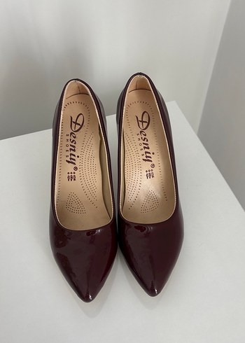 Bordo Rugan deri Stiletto - Görsel 3