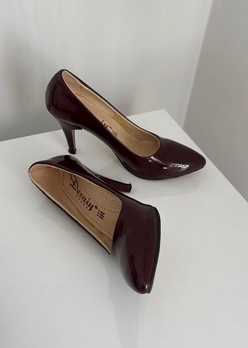 Bordo Rugan deri Stiletto - Görsel 5