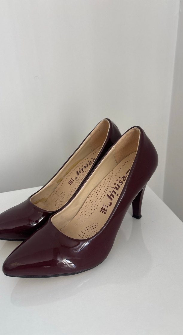 Bordo Rugan deri Stiletto - Görsel 2