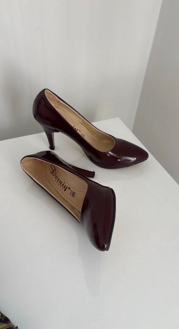 Bordo Rugan deri Stiletto - Görsel 5