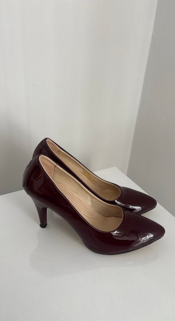 Bordo Rugan deri Stiletto - Görsel 4