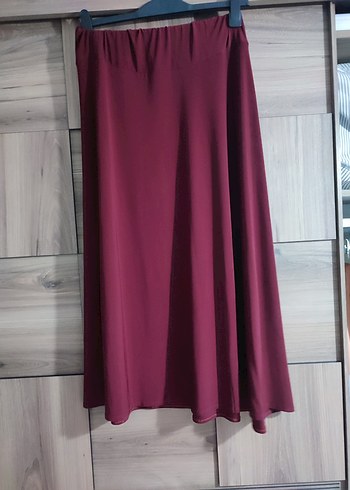 Bordo Drapeli Uzun Kadın Etek
