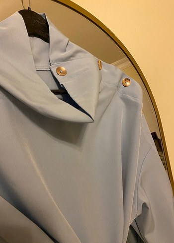 42 Beden mavi Renk Düğmeli Mavi Denim Kadın Bluz