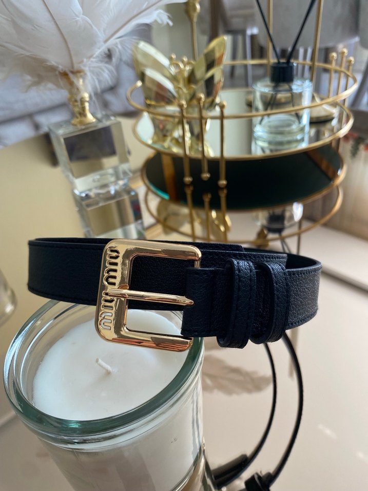 Miu Miu Klasik Siyah Deri Kemer - Görsel 2