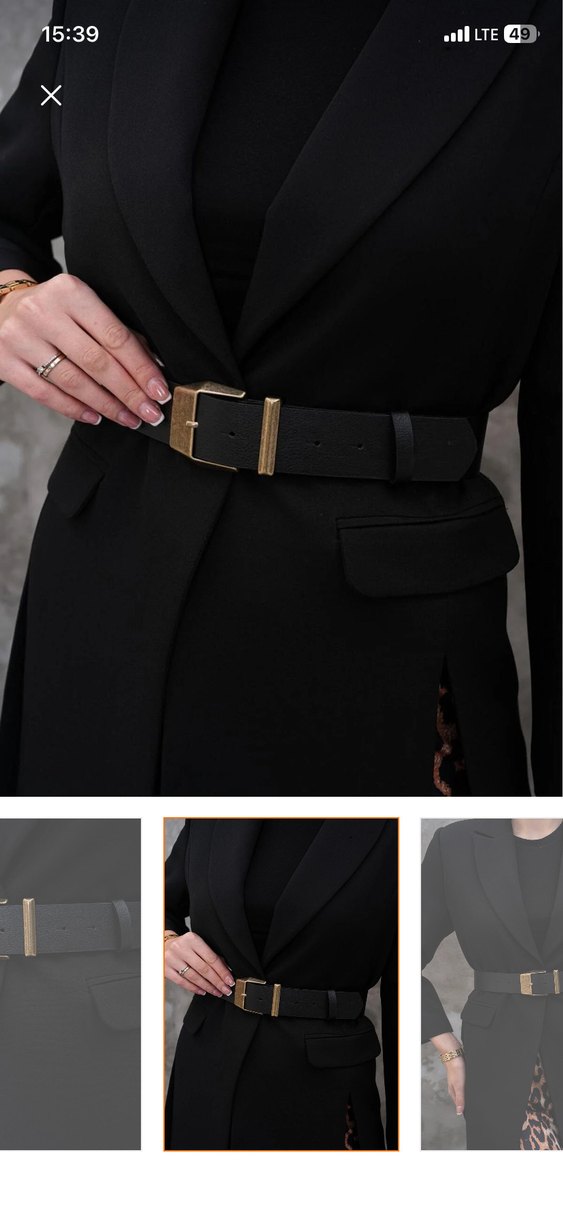 Klasik siyah Deri Kemer - Görsel 2