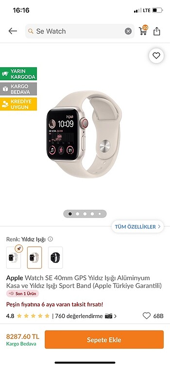 Apple Watch APPLE WATCH SE 2. NESİL YEPYENİ GRANTİLİ