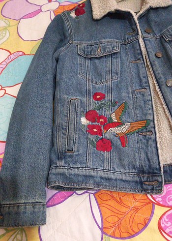 Mavi Jeans Nakışlı Mavi Kadın Denim Ceket