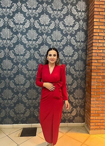 40 Beden kırmızı Renk Alfabeta orjinal elbise