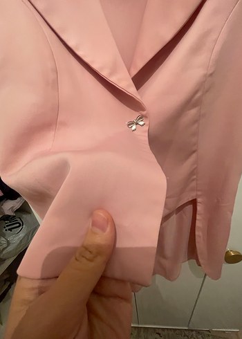 Düğmeli Pembe Kısa Kesim Kadın Yelek - Görsel 2