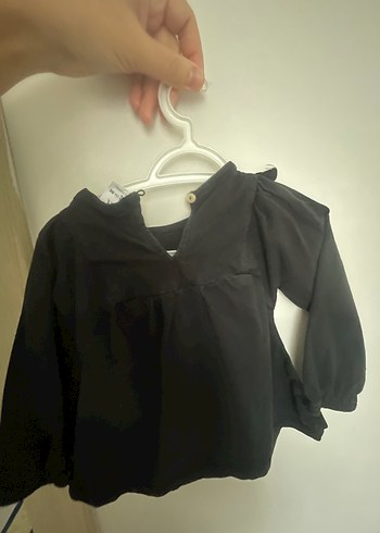 Zara Uzun Kollu Siyah Keten Kız Bluzu - Görsel 2