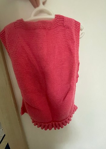 Pembe Bohem Kız Triko Kolsuz Süveter - Görsel 2