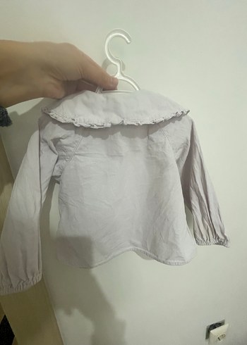 Kız Çocuk Gri Keten Düğmeli Gömlek - Görsel 4