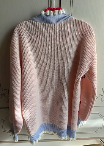 Nakışlı Pembe  Triko Hırka - Görsel 3