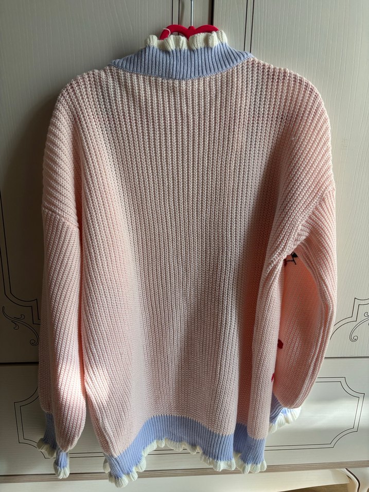 Nakışlı Pembe  Triko Hırka - Görsel 3