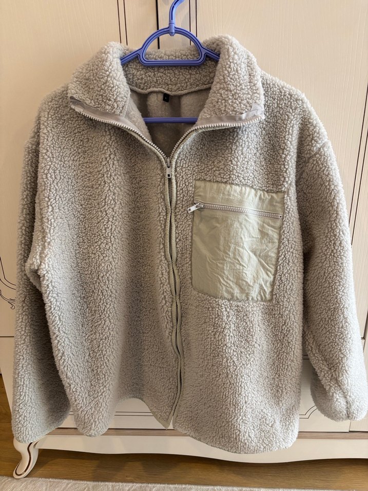 Gri Peluş  Kadın Ceket - Görsel 2