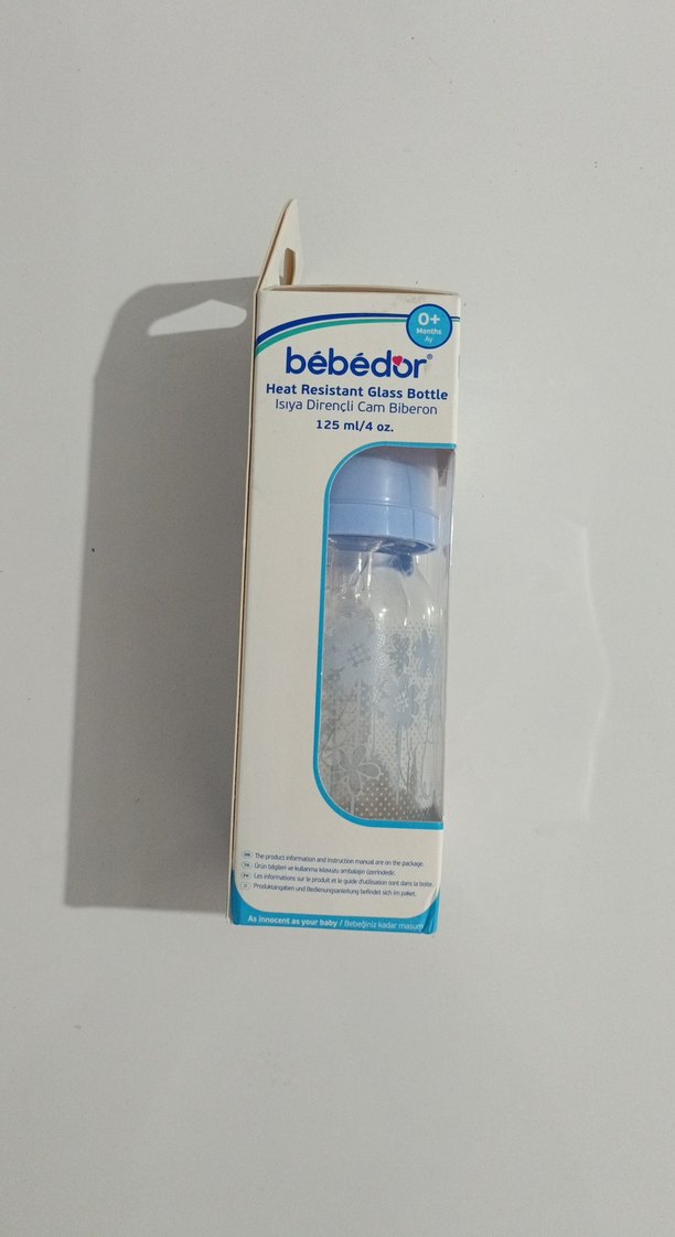 BébéDor Isıya Dayanıklı Cam Biberon 125 ml Mavi - Görsel 2