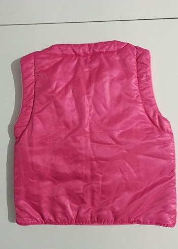 Düğmeli Pembe Nakışlı Çift Taraflı Kız Yelek 3 Yaş - Görsel 6